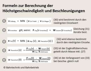 Berechnung der Höchstgeschwindigkeit, Zugkonfigurationsrechner, Bahntechnik, Bahnbetrieb