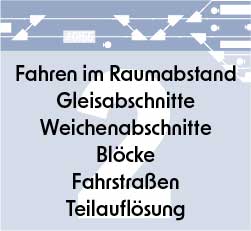 Eisenbahnwebinar, Schulung über Fahren im Raumabstand, Gleisabschnitte, Weichenabschnitte, Blöcke, Fahrstraßen und Teilauflösung